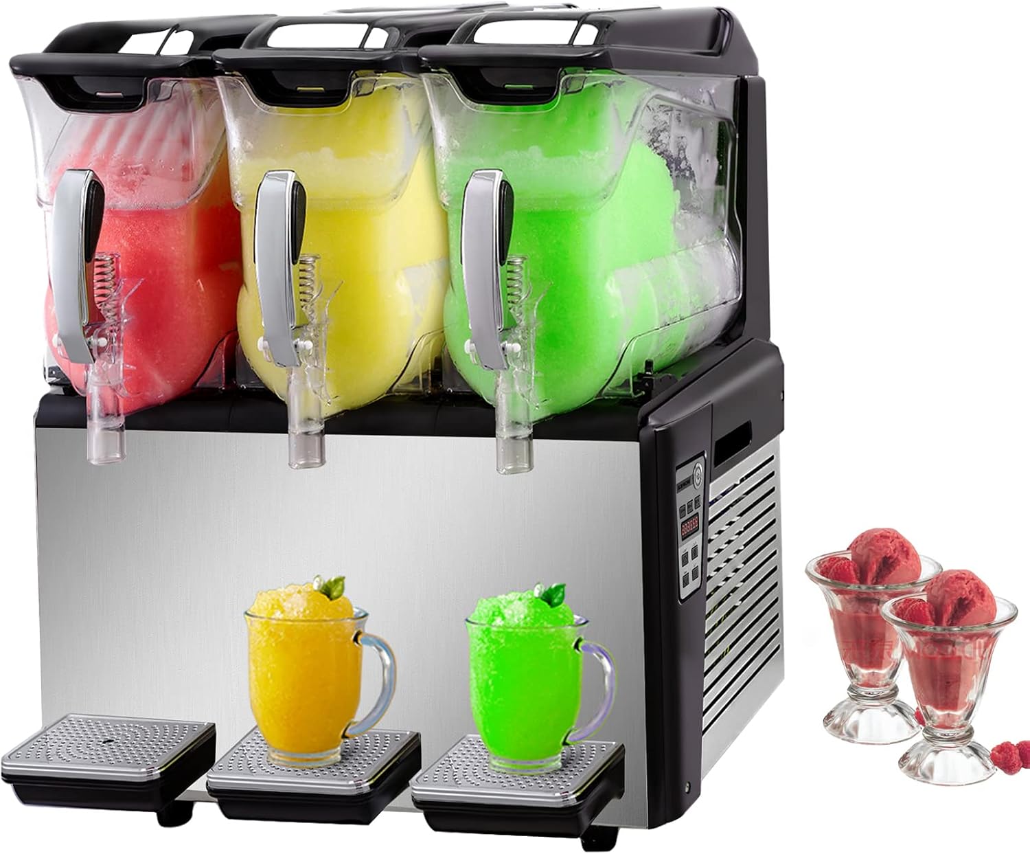 VEVOR Slushy Machine, 10L*3 Tank Slushie Machine for Home, 1250W Commercial Slushy Machine, Slushy Machine for Frozen Drinks Automatic Clean, Slushy Machine for Home Supermarkets Cafes Restaurants