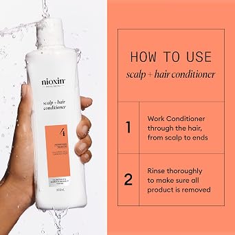 Nioxin System 4 - Hair Thickening System For Damaged Hair with Progressed Thinning - Biotin & Niacinamide - Shampoo, Conditioner, Serum