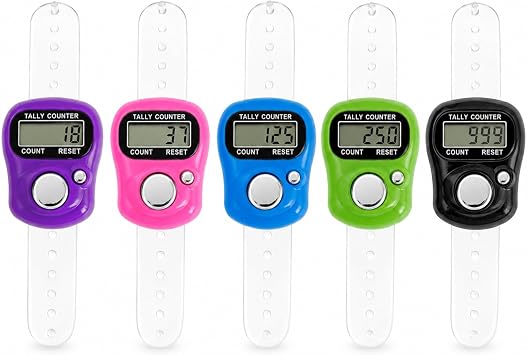 Electronic Finger Counter, 5-Digit Hand Tally Clicker Counter, Adjustable Finger Tasbih Counter for Counting, Knitting, Crochet, Golf, Sports, Classroom and Inventory
