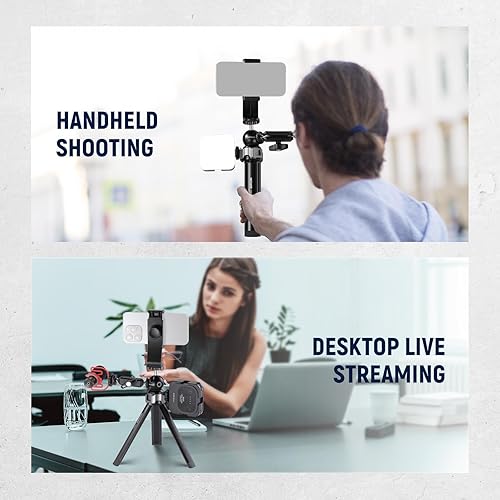 Miniatura 8 de NEEWER Mini trípode de metal para cámara con cabeza de bola giratoria de 360 3 soportes de zapata fría, trípode de viaje de escritorio con tornillo