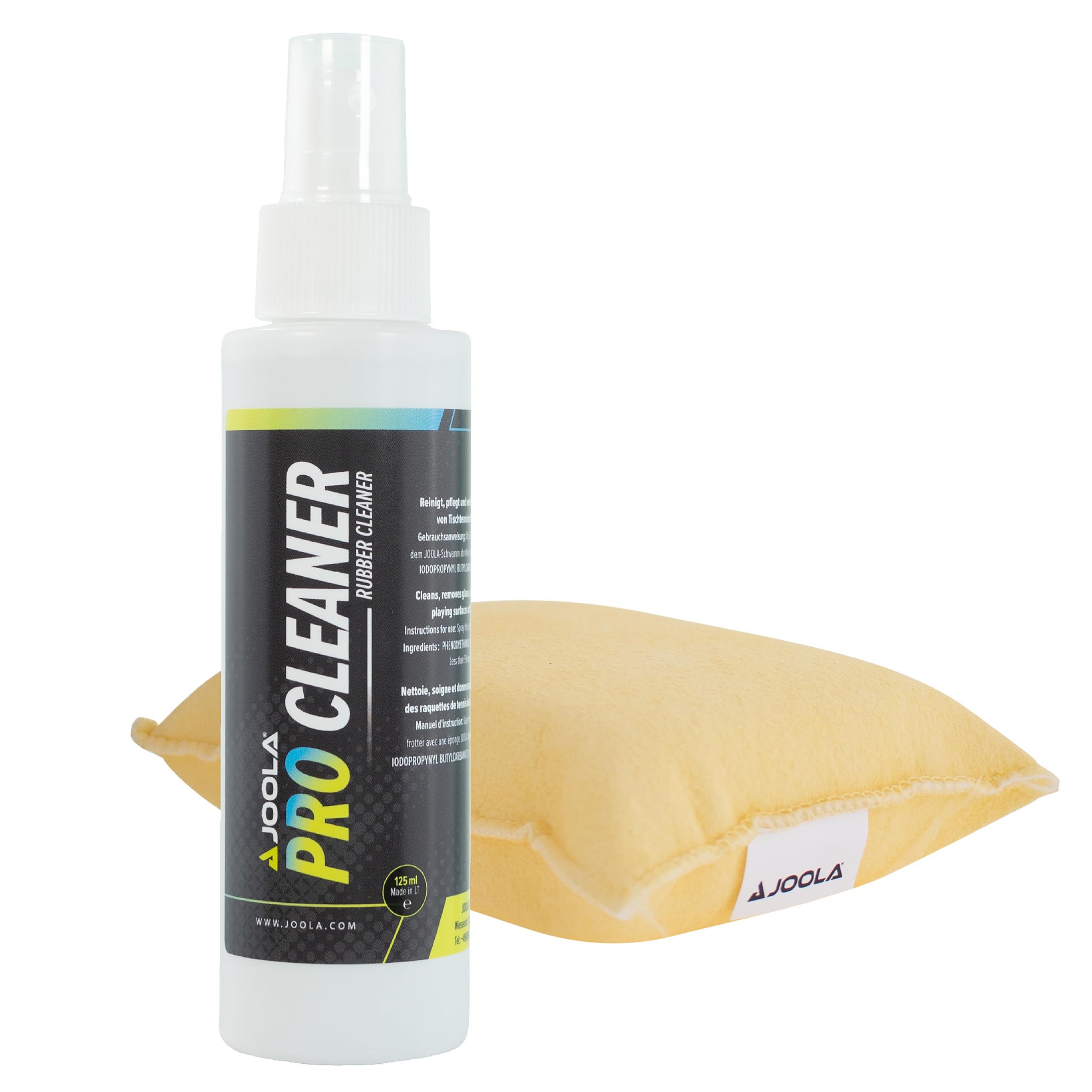 JOOLA zestaw do czyszczenia tenisa stołowego PRO Cleaner środek do czyszczenia i czyszczenia okładzin, przezroczysty, 125 ml