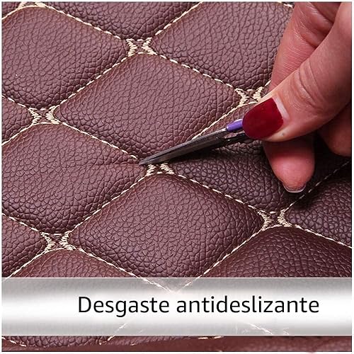 Miniatura 6 de Tapetes de auto personalizados, revestimientos de cuero de cobertura total para la mayoría de vehículos (negro y rojo)