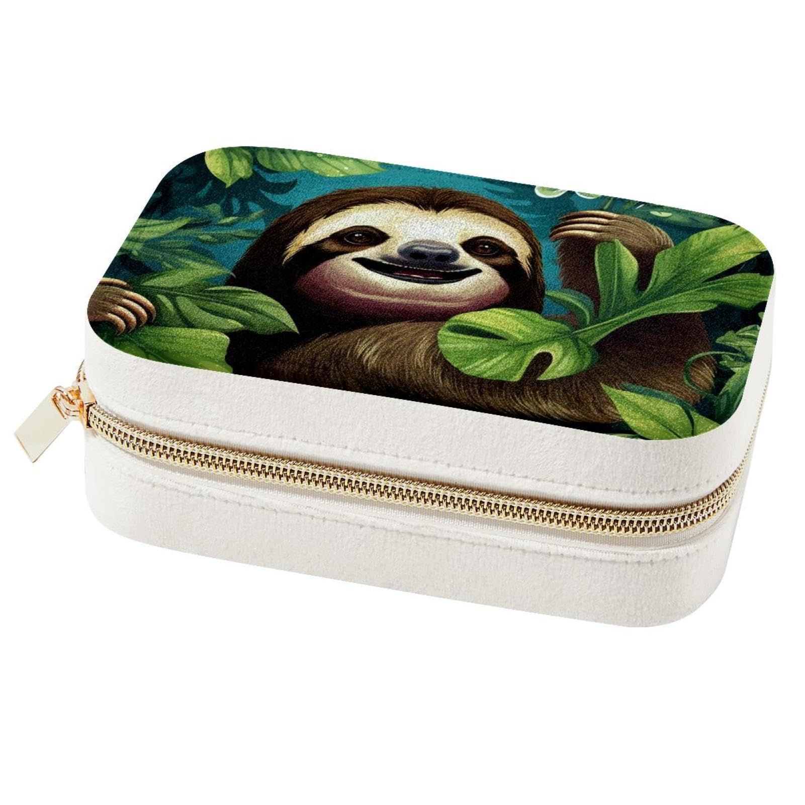Boîte à bijoux portable paresseux au design compact et zippé
