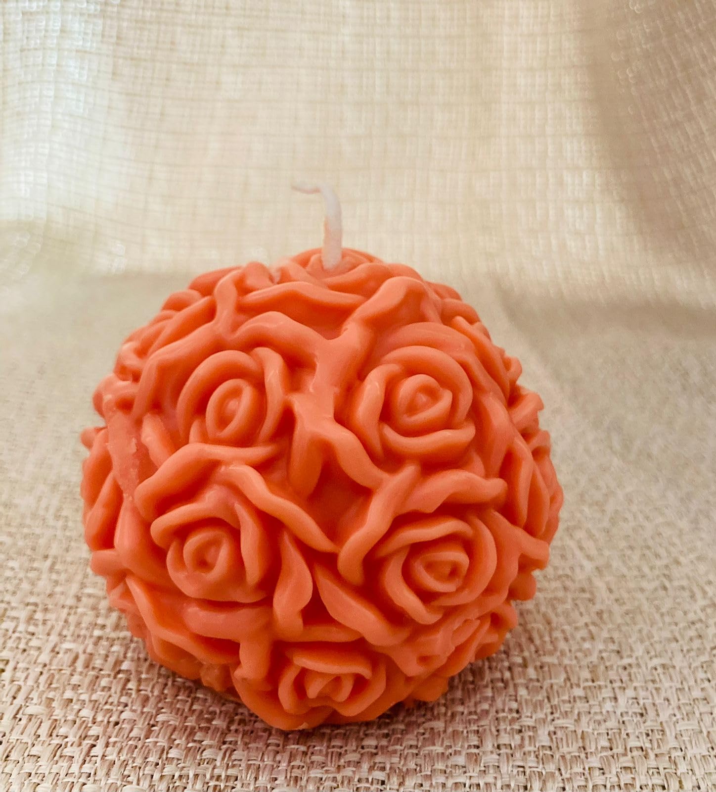 AMAZIN Enchanting Rose Bliss Small Lavender-Scented Peach-Colored Ball Candle for Elegant Ambiance