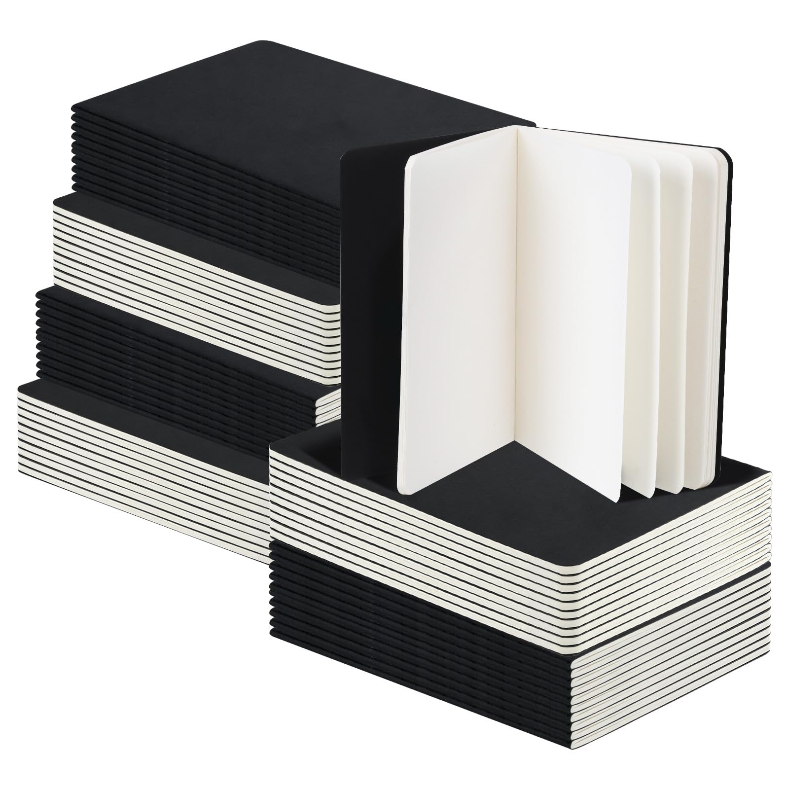 Confezione da 60 quaderni vuoti in carta kraft nera, mini diari senza righe, formato A6, per bambini e studenti, per il ritorno a scuola, ufficio, schizzi, disegni, articoli per la scrittura, 14 cm x