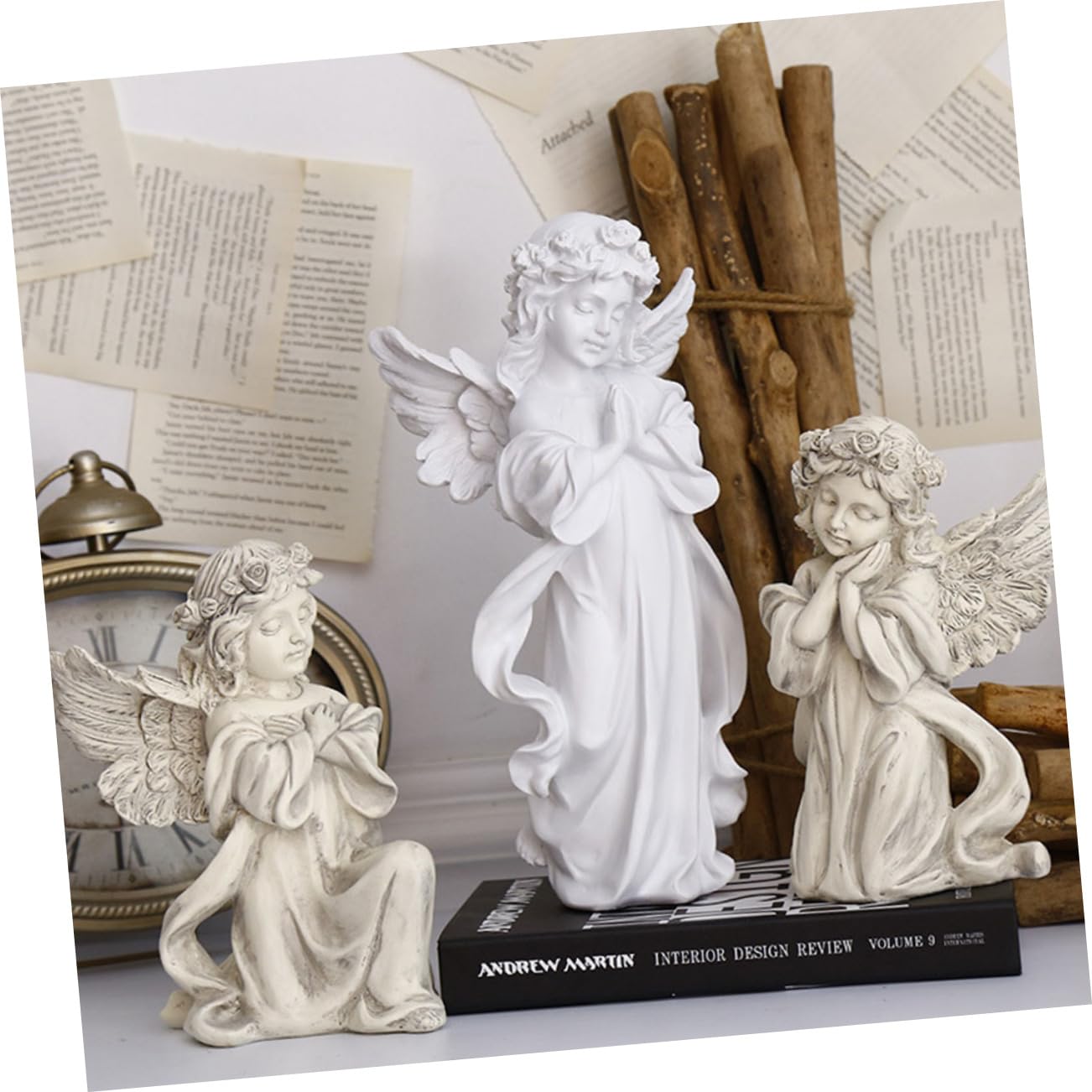 Mipcase 1pezzi Statua Angeli in Preghiera Ornamento Artistico Angelico Decorazione Scultorea per Casa e Ufficio Materiale