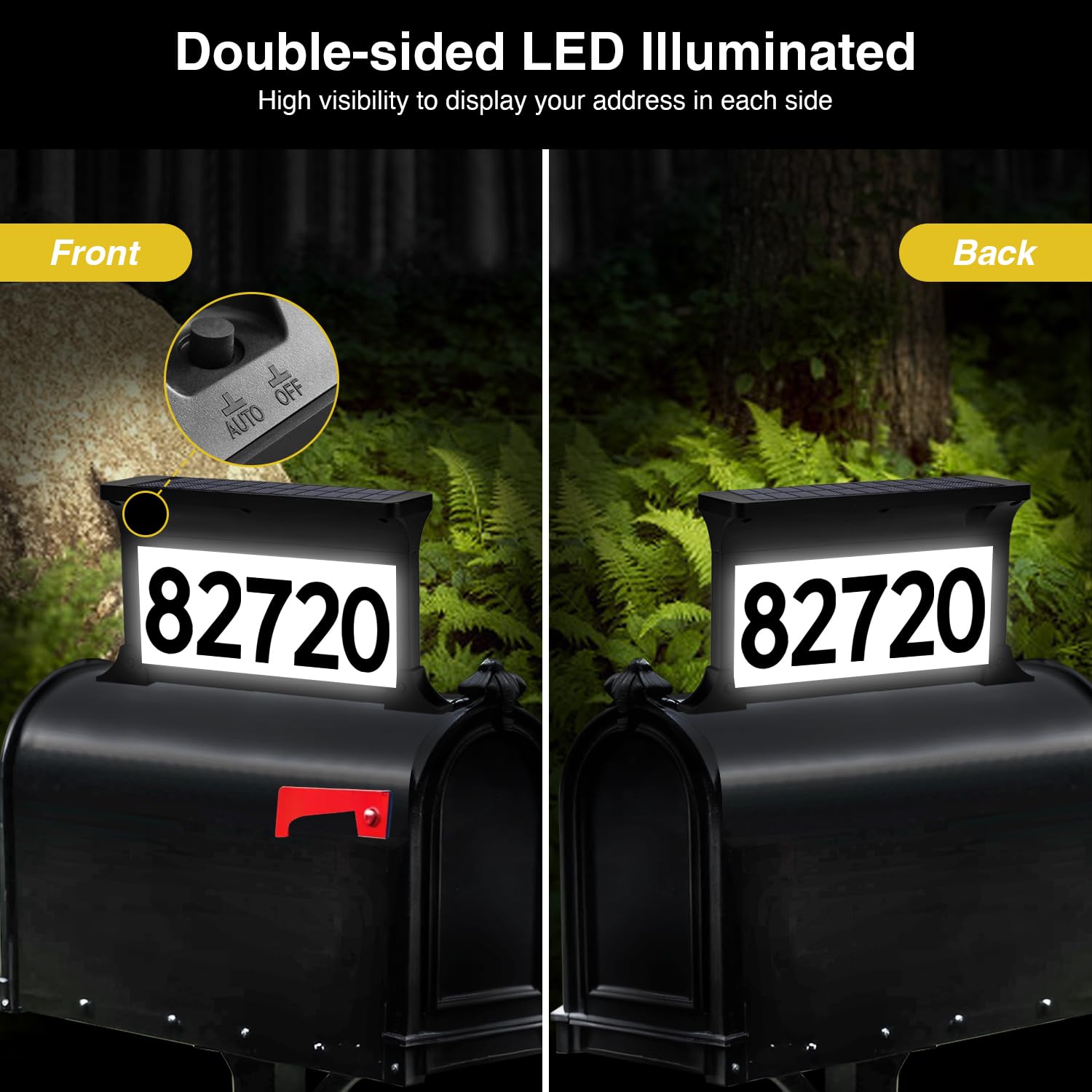 IVWVI Solar Mailbox Numbers, Double Sided Solar House