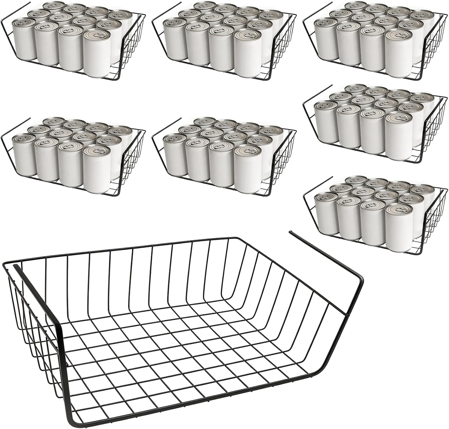 8 Pcs Under Shelf Basket, Hanging Under Cabinet Wire Storage Rack Slides Under Wire Shelves for Counter Pantry Desk Bookshelf