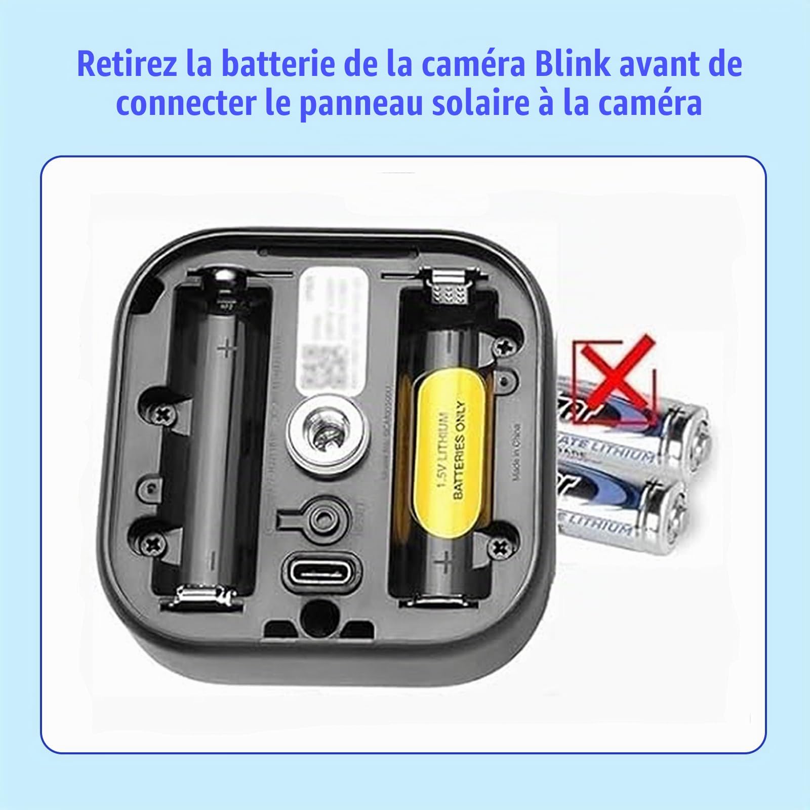 1 Panneau Solaire pour caméra, Panneau Solaire étanche Compatible avec caméra extérieure Blink Outdoor 4 (4e génération), avec câble d'alimentation extérieur de 4 m et Support réglable