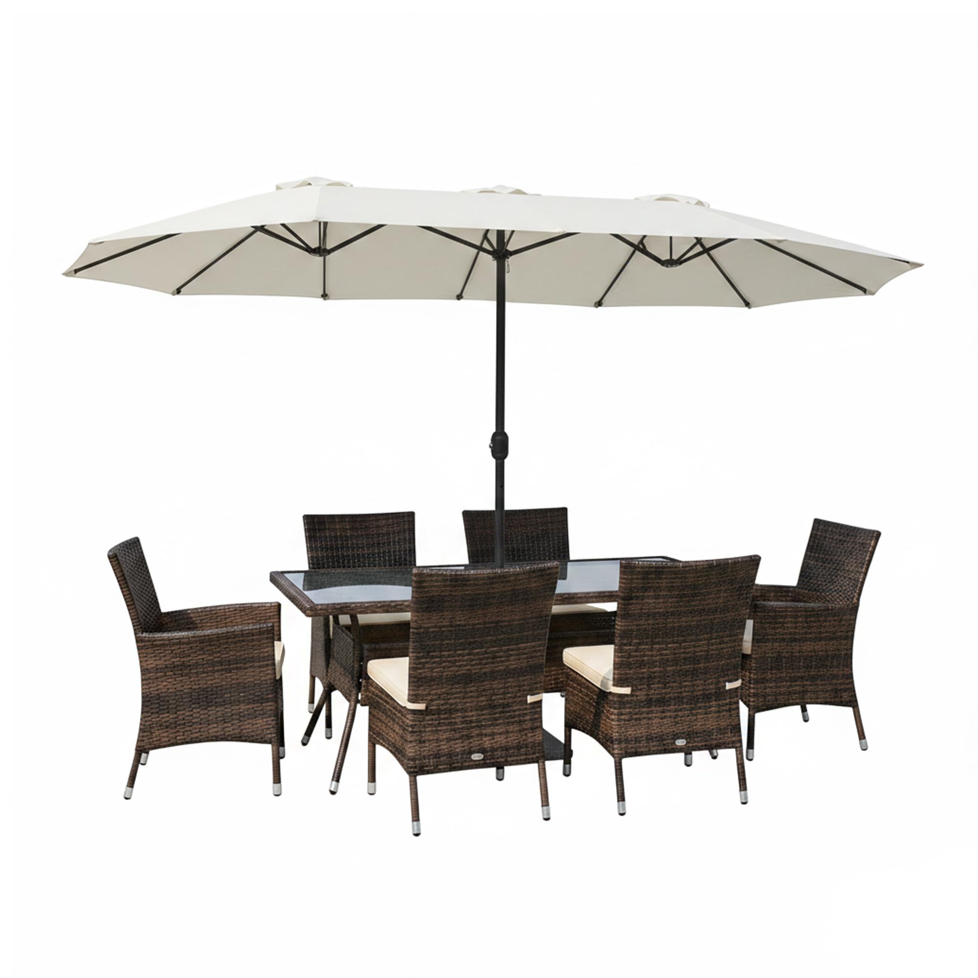 DEVOKO 15FT Double-Sided Outdoor Patio Center Pole Umbrella with Granite Base For Garden, Terrace, Poolside, Lawn, Deck & Outdoor Seating (White)-image-49