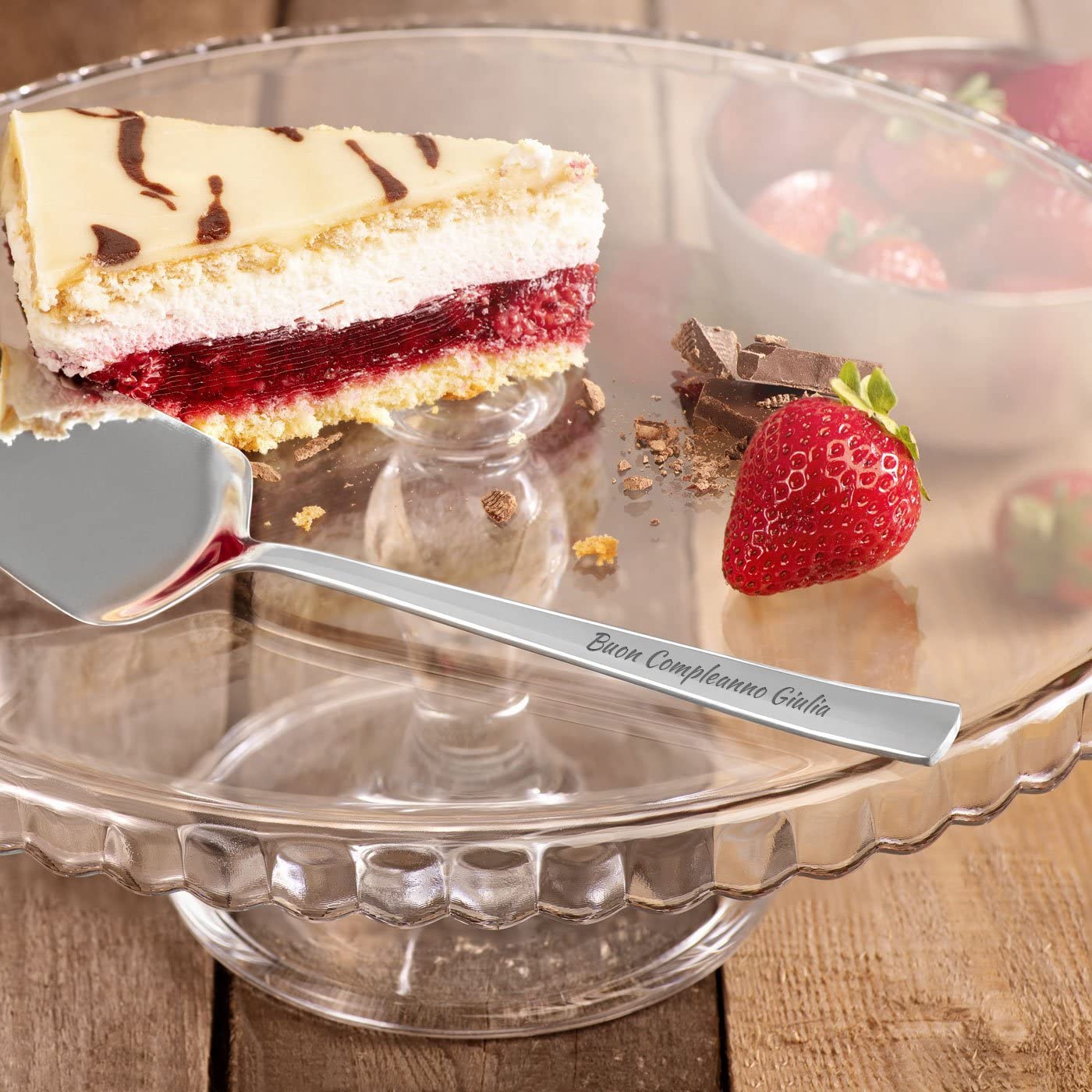 Maverton Spatola per Dolci - in Acciaio Inossidabile - Personalizzata con Incisione Laser - dimensioni ca. 26 x 5,20 cm - Pala Torta - personalizzabile con la Tua dedica - per Lei - Compleanno