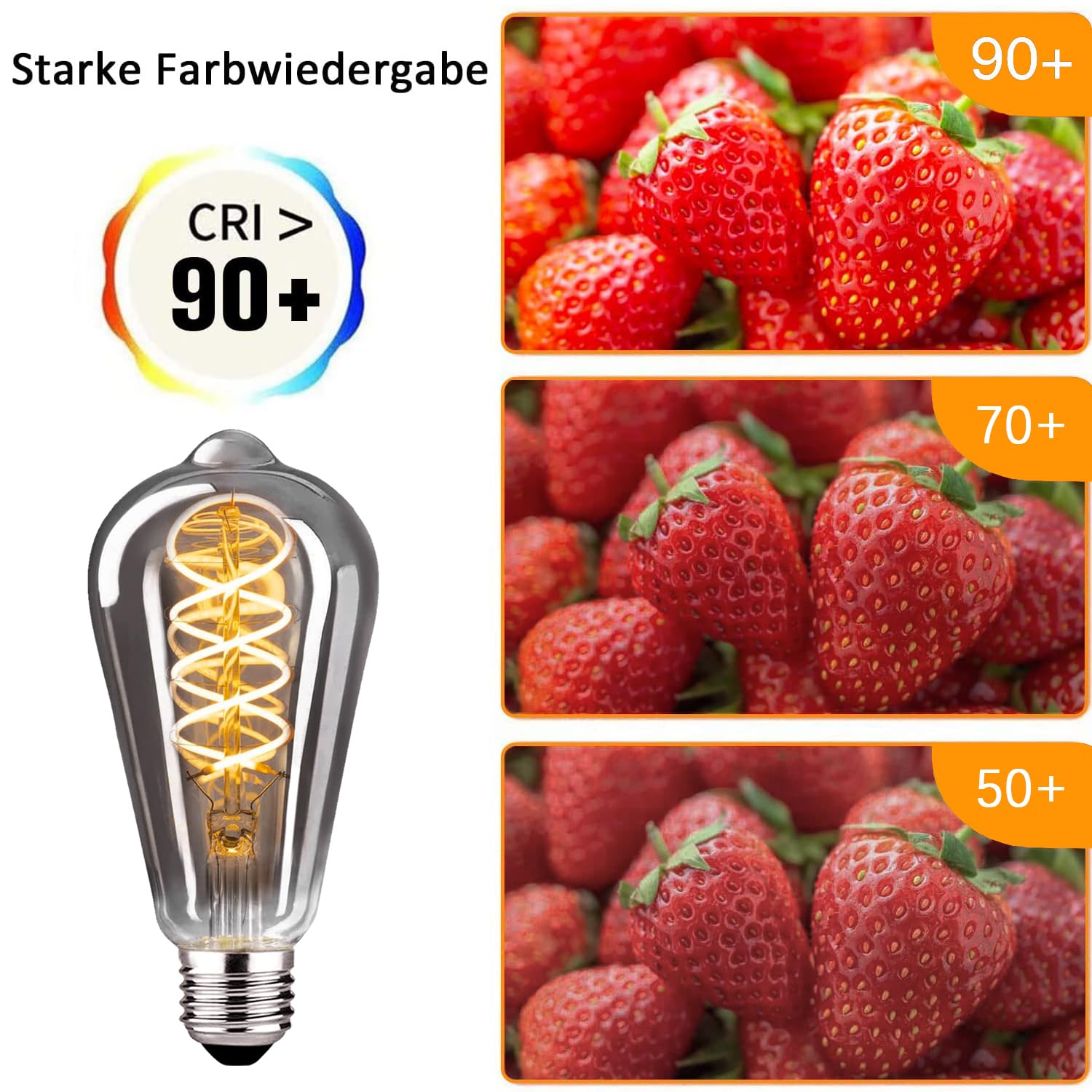 Edison LED Vintage Glühbirne, Dimmbar Glühbirne E27 4W LED Warmweiss, Vintage Edison Dimmbar lampe E27 Ideal für Nostalgie und Retro Beleuchtung - Rauchgrau Glas - 6 Stück（ST64 YHS）