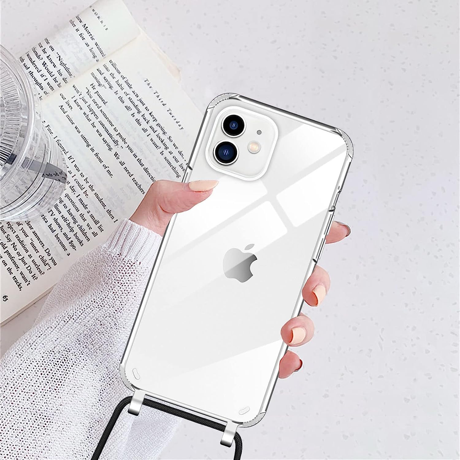 XTCASE Cover con Cordino per iPhone 14 Pro ax, Custodia Trasparente