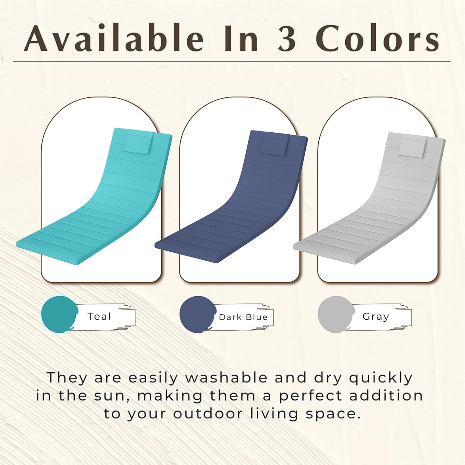 Quilted Chaise Lounge Outdoor Patio Furniture Cushions | Water-Resistant Patio Chair Cushions | Durable, High-Density Foam Outdoor Chair Cushions (Antique Beige, 72"x21")