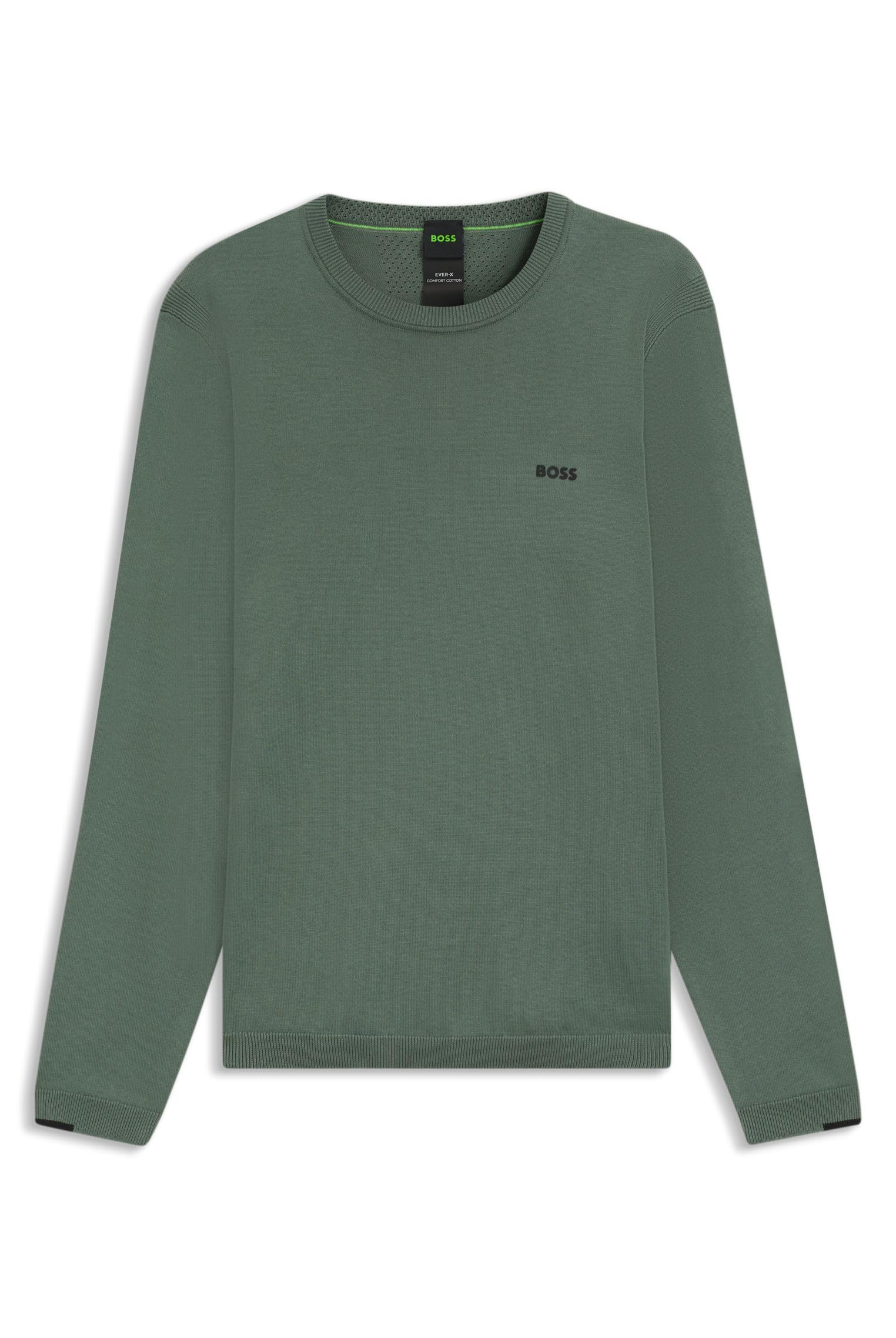 BOSS Herren K Ever-X CN Pullover aus Baumwolle mit Kontrast-Details