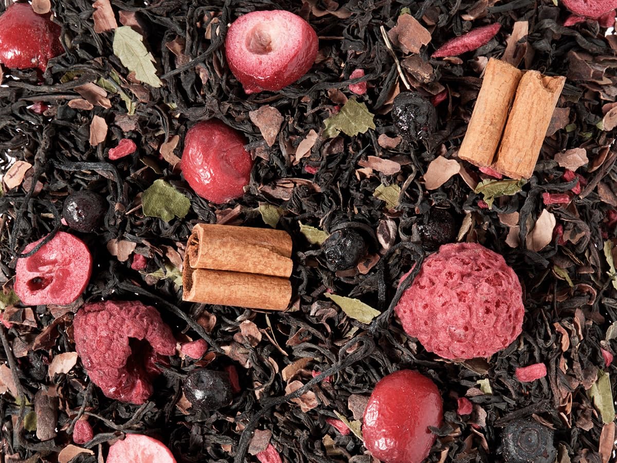 1kg - schwarzer Tee - SKANDINAVISCHE SEHNSUCHT - aromatisierte Schwarztee-Mischung - Heidelbeer-Himbeer-Kakao-Note