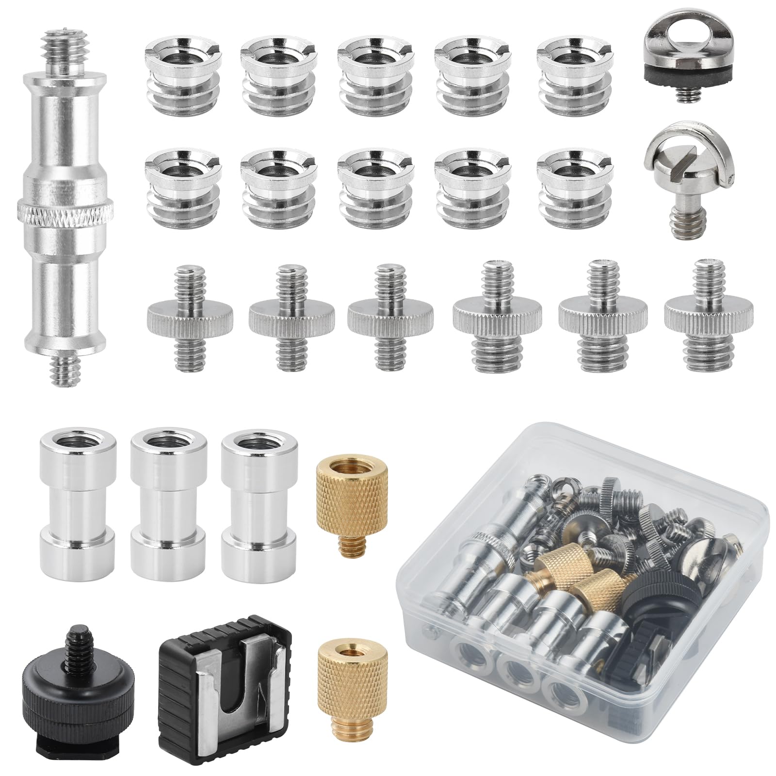 UTEBIT 22 PCS Vis Adaptateur Caméra 1/4" à 3/8" Adaptateur de Vis pour Trépied, Appareil Photo, Accessoires Trépieds et Monopods, Rotule, Flash, Plaque de Fixation Rapide