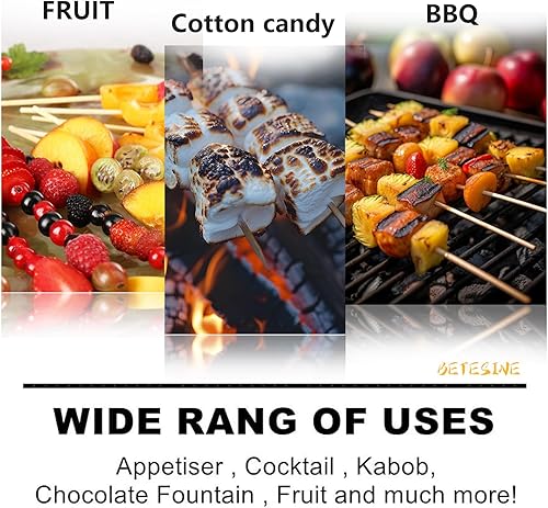 Miniatura 7 de Palitos de bambú para asar malvaviscos, 36 pulgadas de grosor y 0.248 in de grosor, extra largas, resistentes, brochetas para asar, barbacoa,