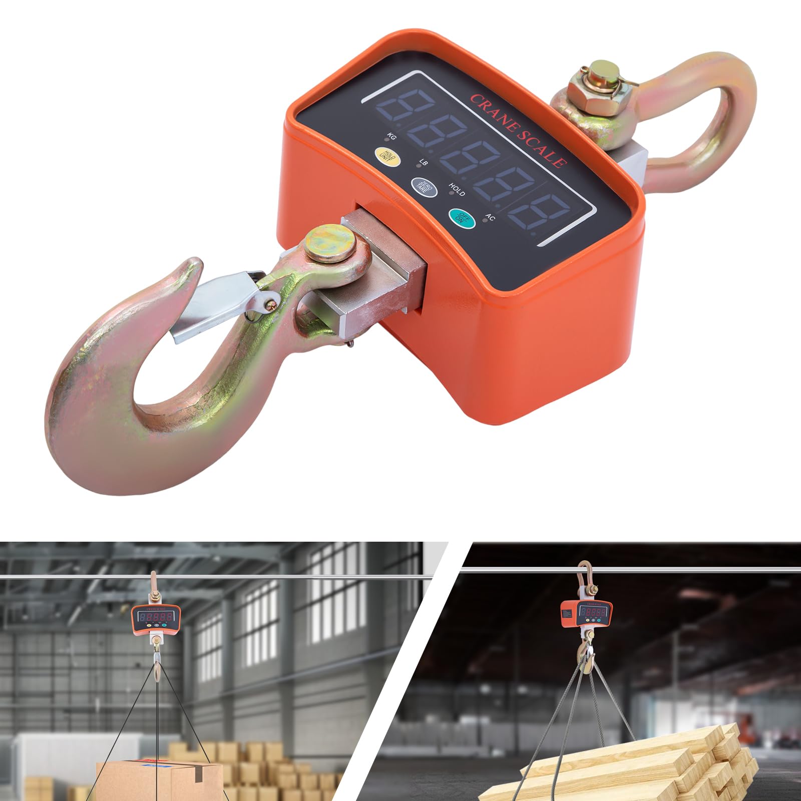 Hängewaage bis 3000kg, Digitale Kranwaage mit LED-Display & Fernbedienung, Elektronische Hängende Waage mit Haken für Fabriken, Werkstätten und Bauernhof