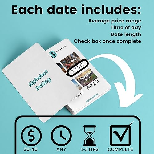 Miniatura 3 de Tarjetas de citas alfabéticas, Ideas únicas para una cita nocturna, Juegos para parejas para noches divertidas y románticas de citas, para parejas