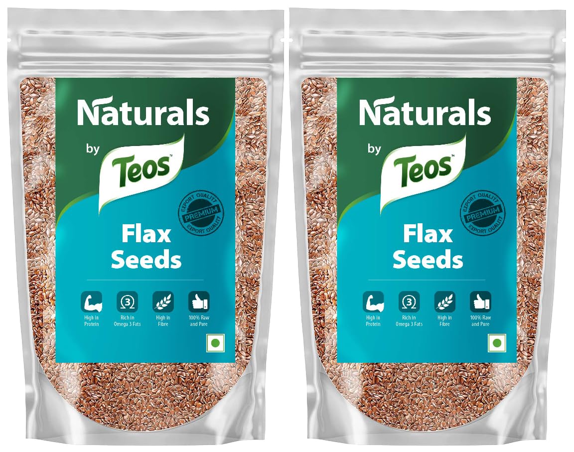 Teos Naturals Flax Seed 400 gms (200 gms Pack of 2) | Raw Alsi Seed | Rich in Fibre, Protien and Omega-3 | Diet Snack food