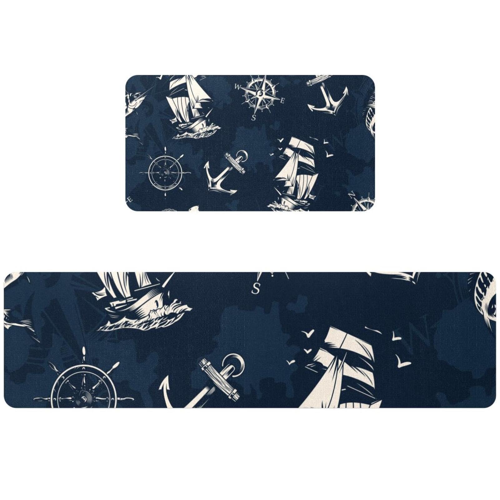 Alfombrillas de cocina lavables y antideslizantes con diseño náutico absorbente para el hogar