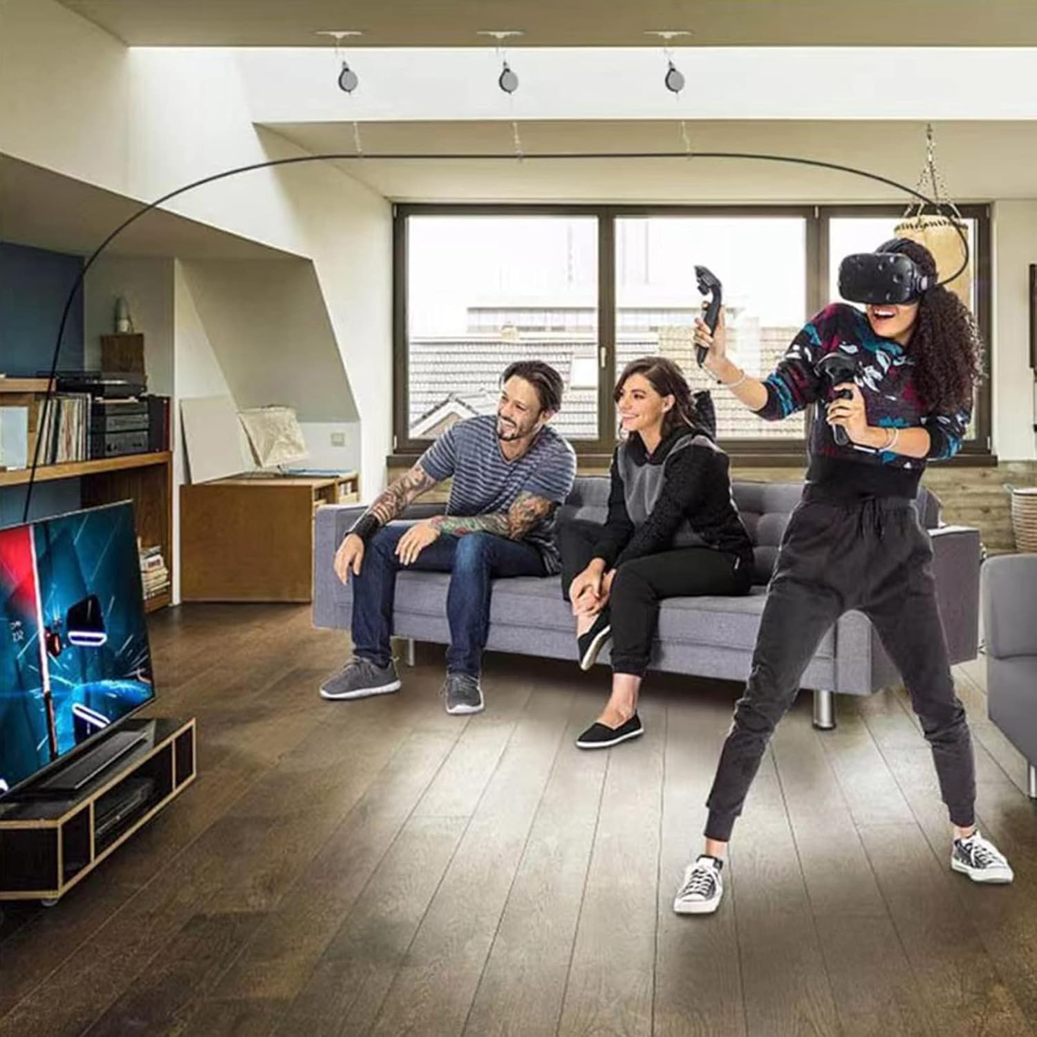 Quieter Ceiling Pulley Cable Management for PS VR2/Pico4 Link Cable No Need to Drill Ceiling Pulley System Accessories Cable Management Pulley System