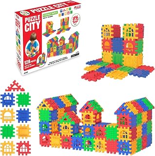 Dede 3703 PUZZLE CITY 128 Parça, Çok Renkli