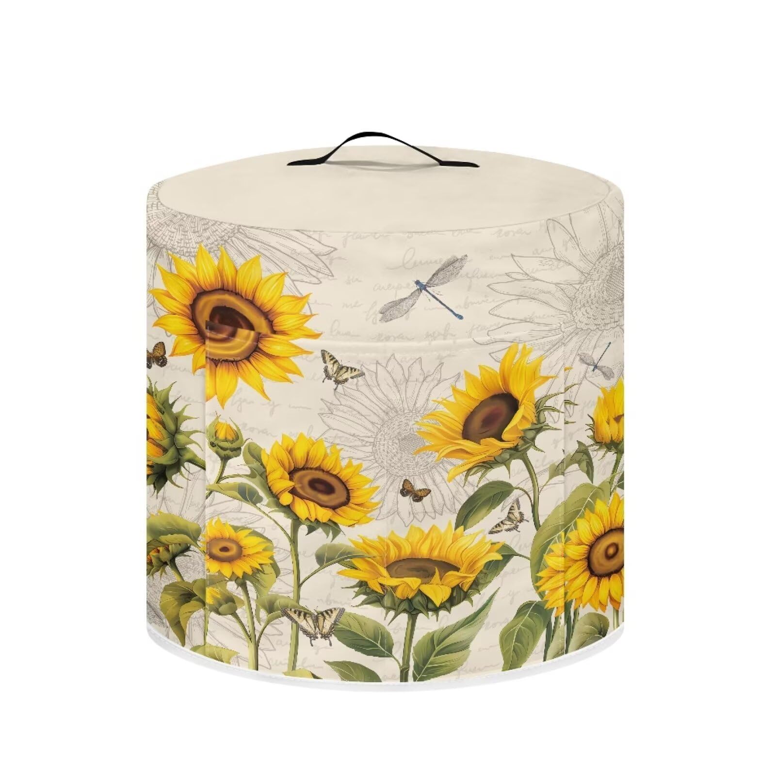 Sunflower Dragonfly Kitchen Utensils Dust Cover Vintage Practical Protective Cover Handheld Convenient Air Fryer Cover Ideal for Taking on Spring Trips Accessories Decorations for 6 Quart