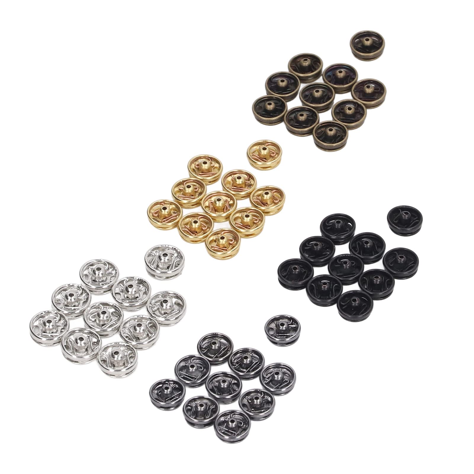 SIXRUN Mini Bottoni Automatici da 5 Mm, 100 Pezzi di Fissaggio in Metallo per Cucire Vestiti per Bambole