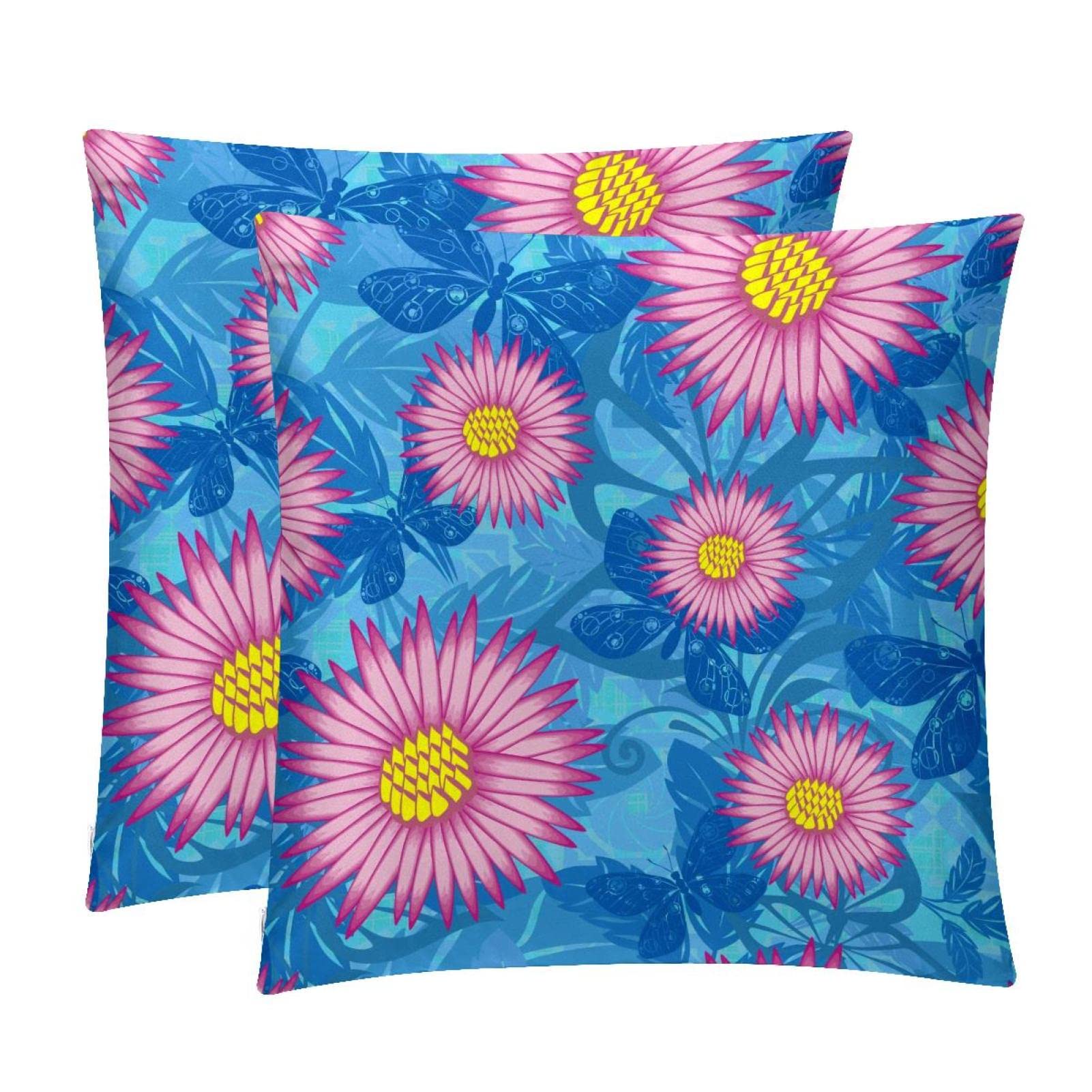 Housse de coussin lombaire floral bleu TBOUOBT finitions de ferme