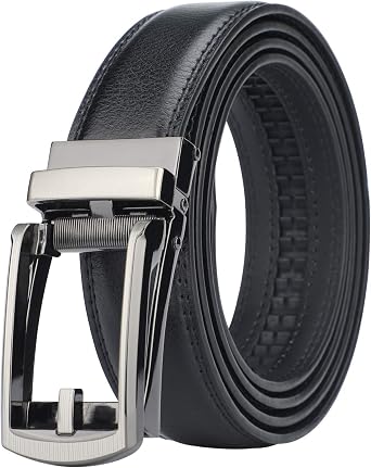 HIMI Mens Comfort Genuine Leather Ratchet Dress Belt with Automatic Click Buckle
