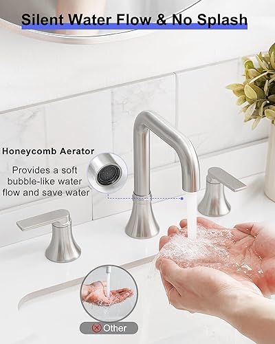 Miniatura 9 de HOIGY Grifo de baño cromado, grifo de baño generalizado, grifo de fregadero de 4 a 10 pulgadas, grifo de baño de 3 agujeros, grifo giratorio de 360