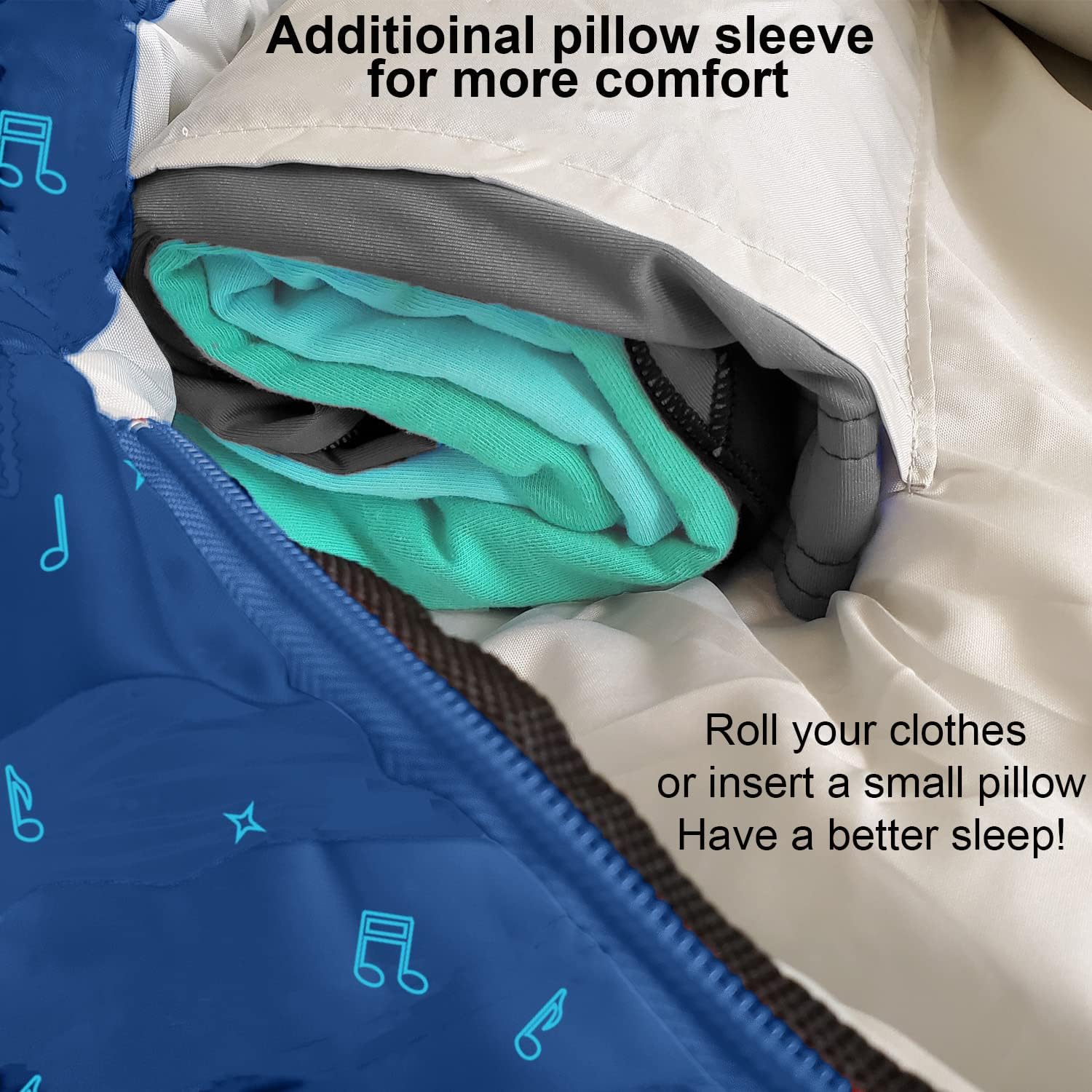 Adjustable Length Mummy Style Kids Sleeping Bag with Pillow Sleeve, 4 Season 32 – 59F, Lightweight and Backpacking Style, Ideal for Camping, Sleepover, Boys, Girls, Youth and Toddlers - Image 6