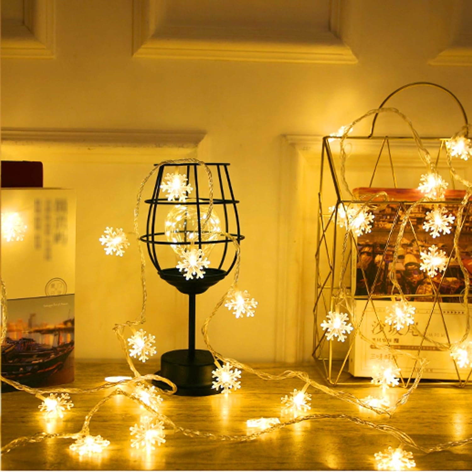 イルミネーションライト 星の形、32.8 Ft 40 LEDクリスマスストリングライト、クリスマスツリーガーデンパティオベッドルーム、バッテリー式,B