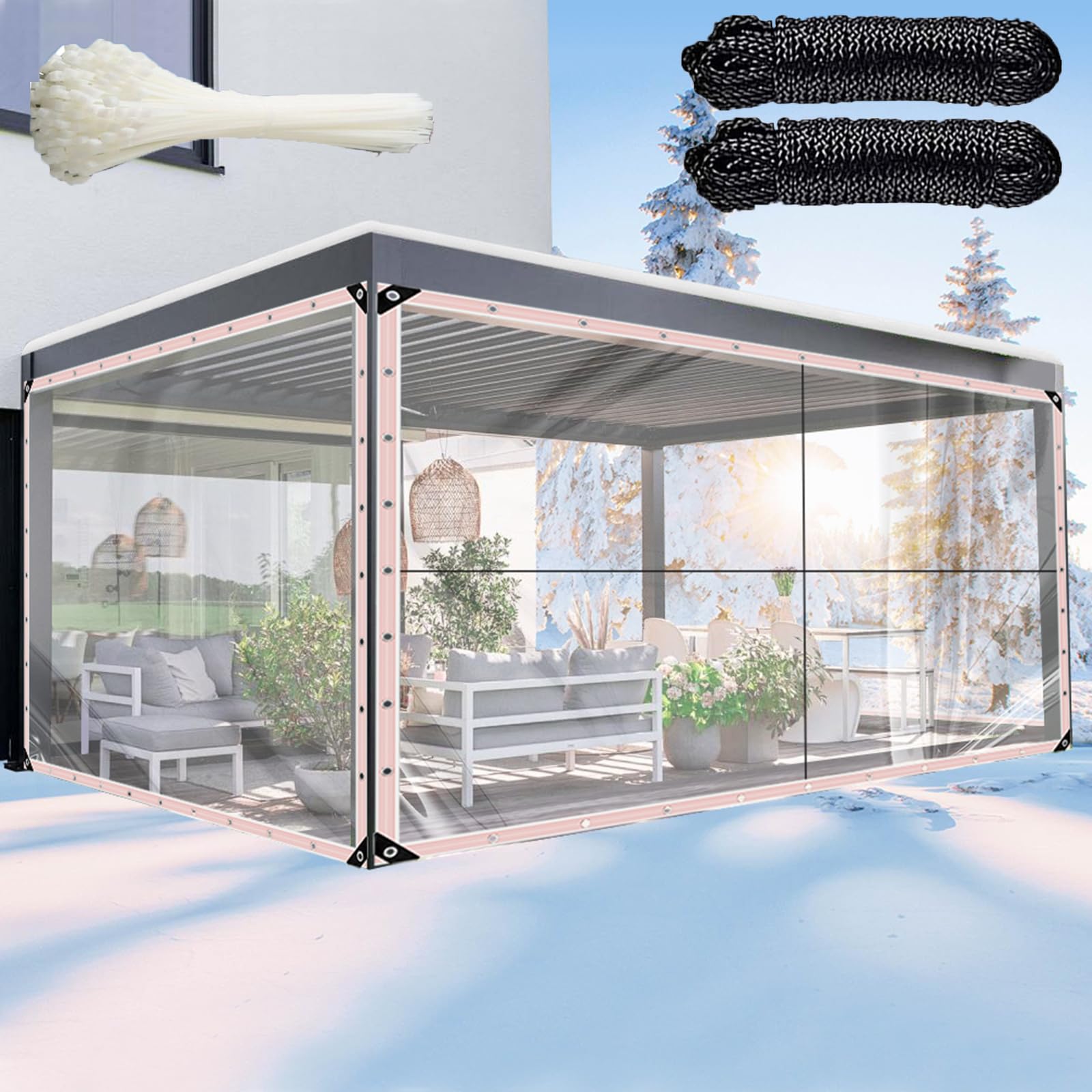 10x13FT Clear Waterproof Tarps,Poly Tarpaulin Waterproof Clear Tarps, Clear Tarps with Grommet,Outdoor Garden Rainproof Covering,for Covering Henhouse,Porch Canopy,Plant,Enclosure Gardening