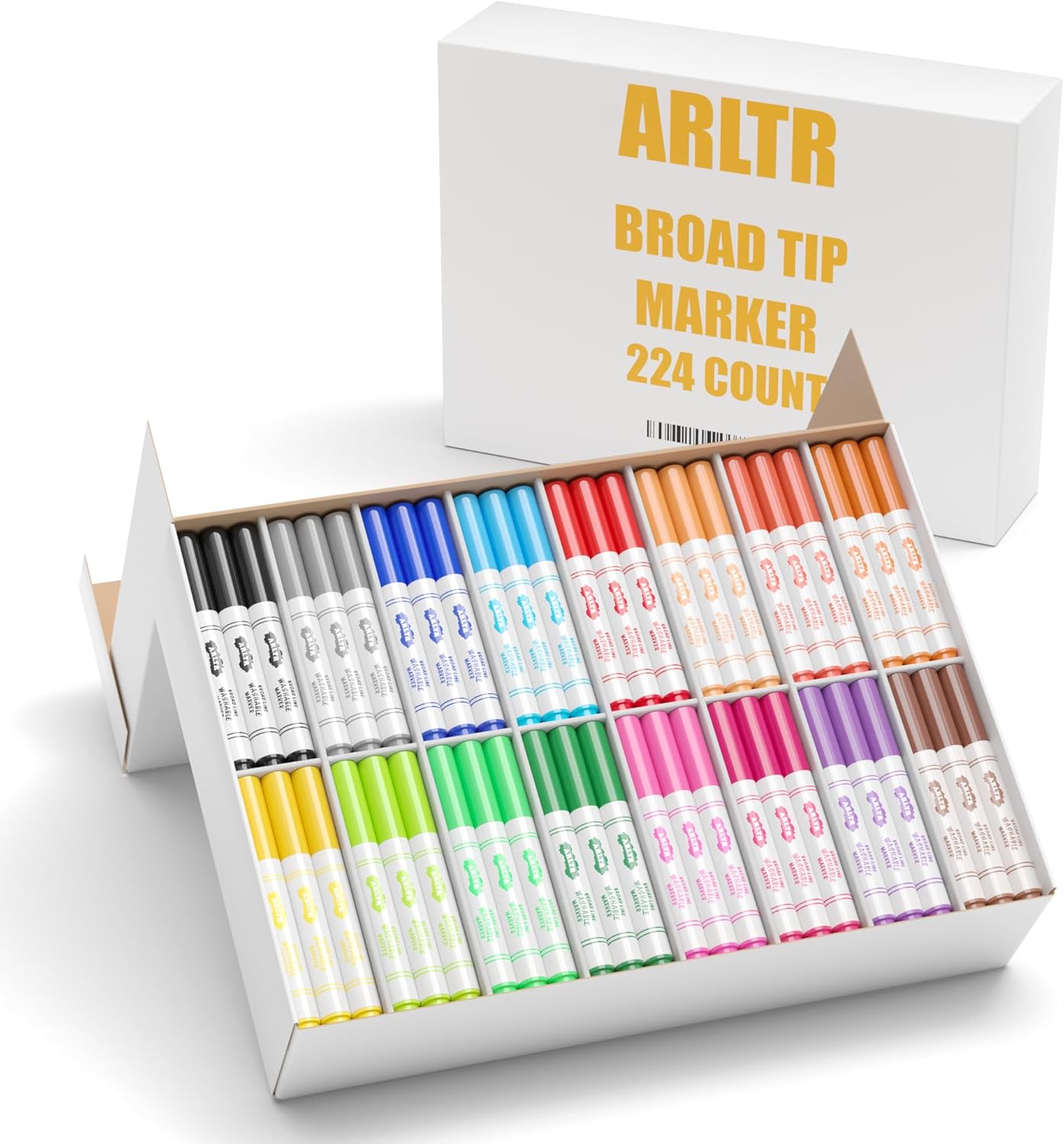 224-Count Washable Markers Bulk Pack for Kids - 16 Vibrant Colors, Broad Line Conical Tip, Perfect for Classroom, School, Teachers & Students - Non-Toxic Art Supplies for Drawing & Crafts