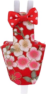Bird Clothes, Washable Red Cherry Blossoms Cotton Bird Diaper with Elastic Band Waterproof Liner for Pet Parrots Macaw Cockatiel