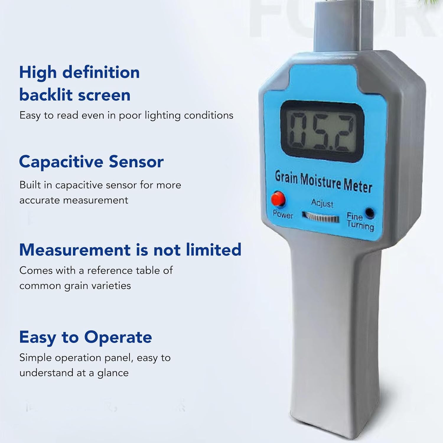 Sonew Portable Grain Humidity Meter with LED Backlit Display for Accurate Measurement of Rice Corn Wheat Beans