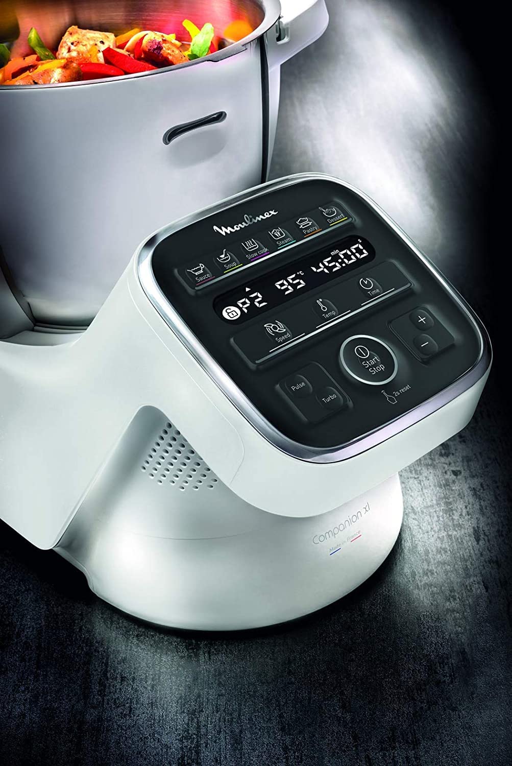 Moulinex HF80CBK Companion Robot da Cucina Multifunzione, 1500 W, 3L, da 30 a 150 °C, 12 Programmi Automatici e Modalità Manuale, 6 Accessori Dedicati, Ricettari Personali Tramite l’App