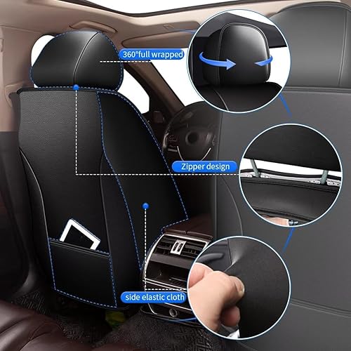 Miniatura 2 de Fundas de asiento para Mazda CX-5 2013-2023 2024 2025 2 fundas de asiento delantero de automóvil impermeables de piel sintética (2 asientos, negro)