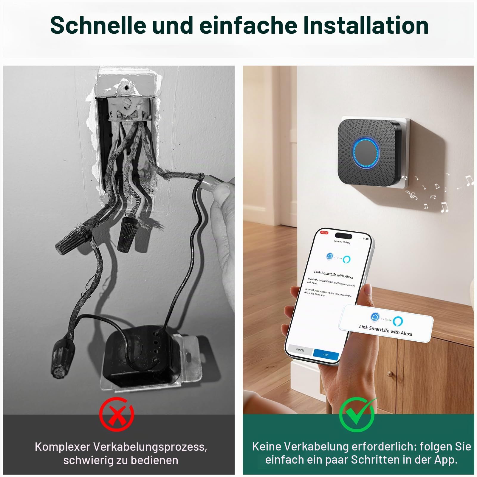 2 Pack Funk Erweiterung Set Türklingel, 3-in-1 Türklingel Verlängerung | Kompatibel mit Blink, Ring und Google Nest Video Doorbell, keine Verkabelung erforderlich, einfache Einrichtung des Em