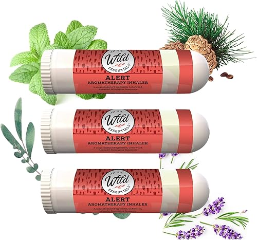 Wild Essentials Paquete de 3 inhaladores nasales de aromaterapia Alert hechos con aceites esenciales 100% naturales de grado premium para ayudarte a