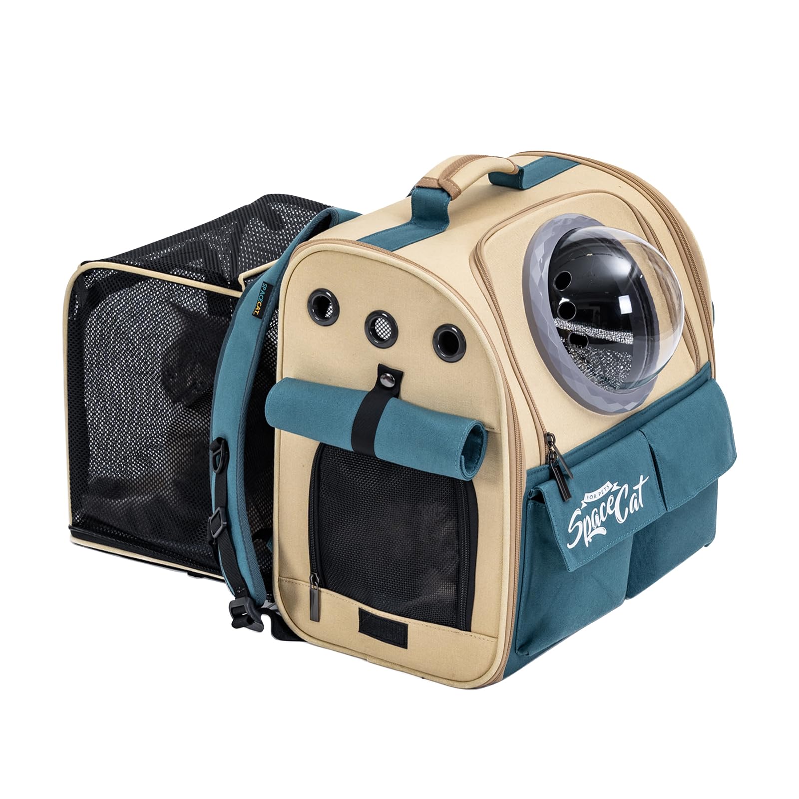 Galatée Expandable Pet Carrier Backpack, Airline Approved Pet Backpack For Cats Small Dogs, Cat Bag With Breathable Mesh For Travel Hiking Camping Outdoor(Khaki)