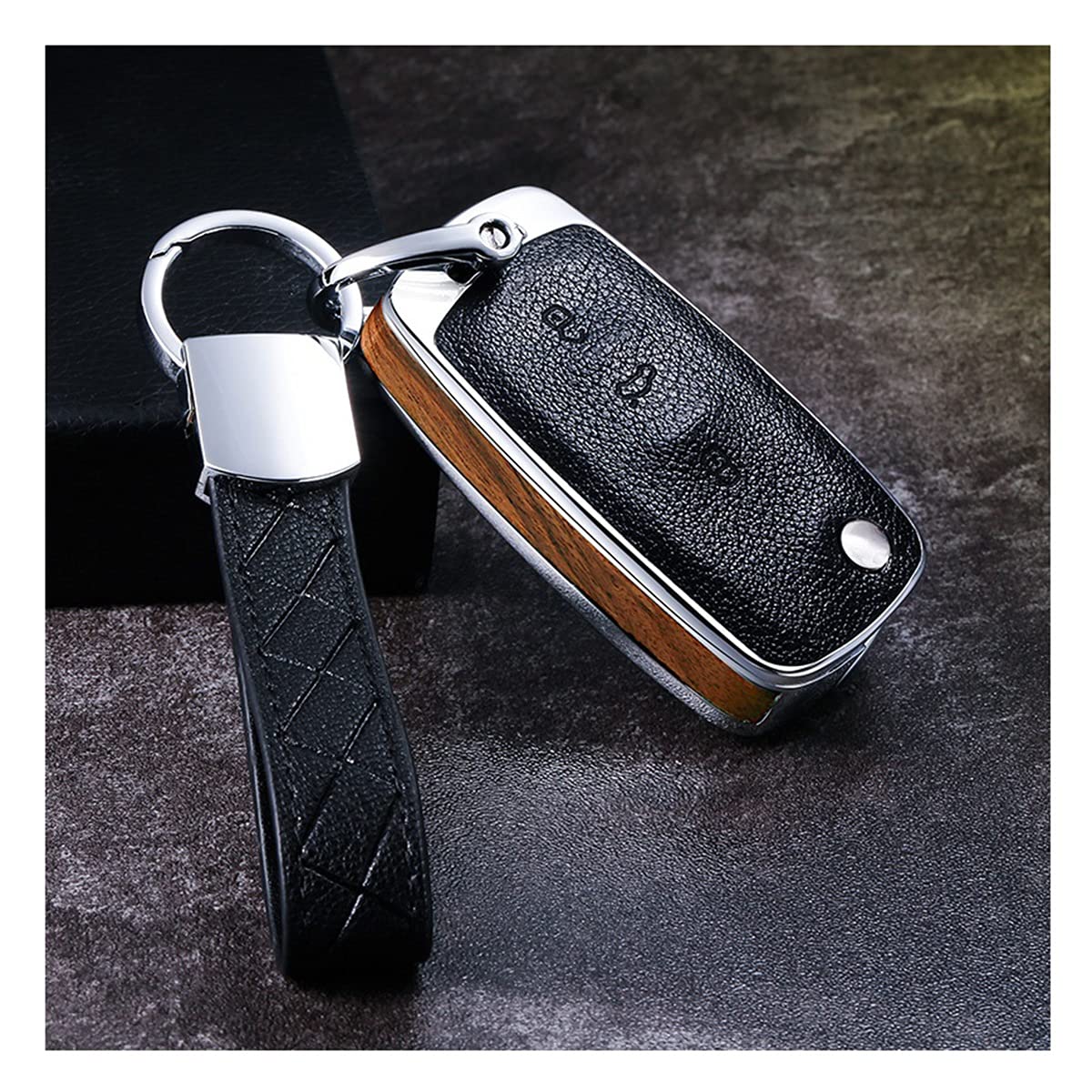 Key Case For Car Keys Wood/Carbon Fiber Key Case Cover Shell Holder For V-w J-e-t-t-a G-o-l-f B-o-r-a P-O-L-O P-a-s-s-a-t For S-k-o-d-a O-c-t-a-v-ia A5 F-a-b-i-a S-E-A-T I-b-i-z-a L-e-o-n Interior Acc