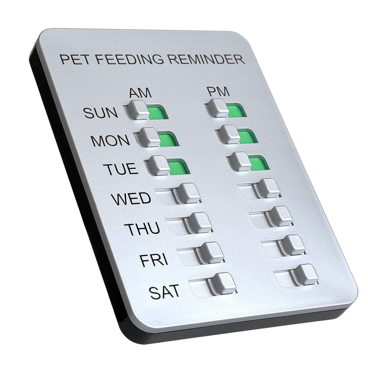 YARKOR Dog Feeding Reminder Magnetic Reminder Sticker,AM/PM Daily Indication Chart Feed Your Pets,Fridge Magnets and Double Sided Tape - Prevent Overfeeding or Obesity (Silver)