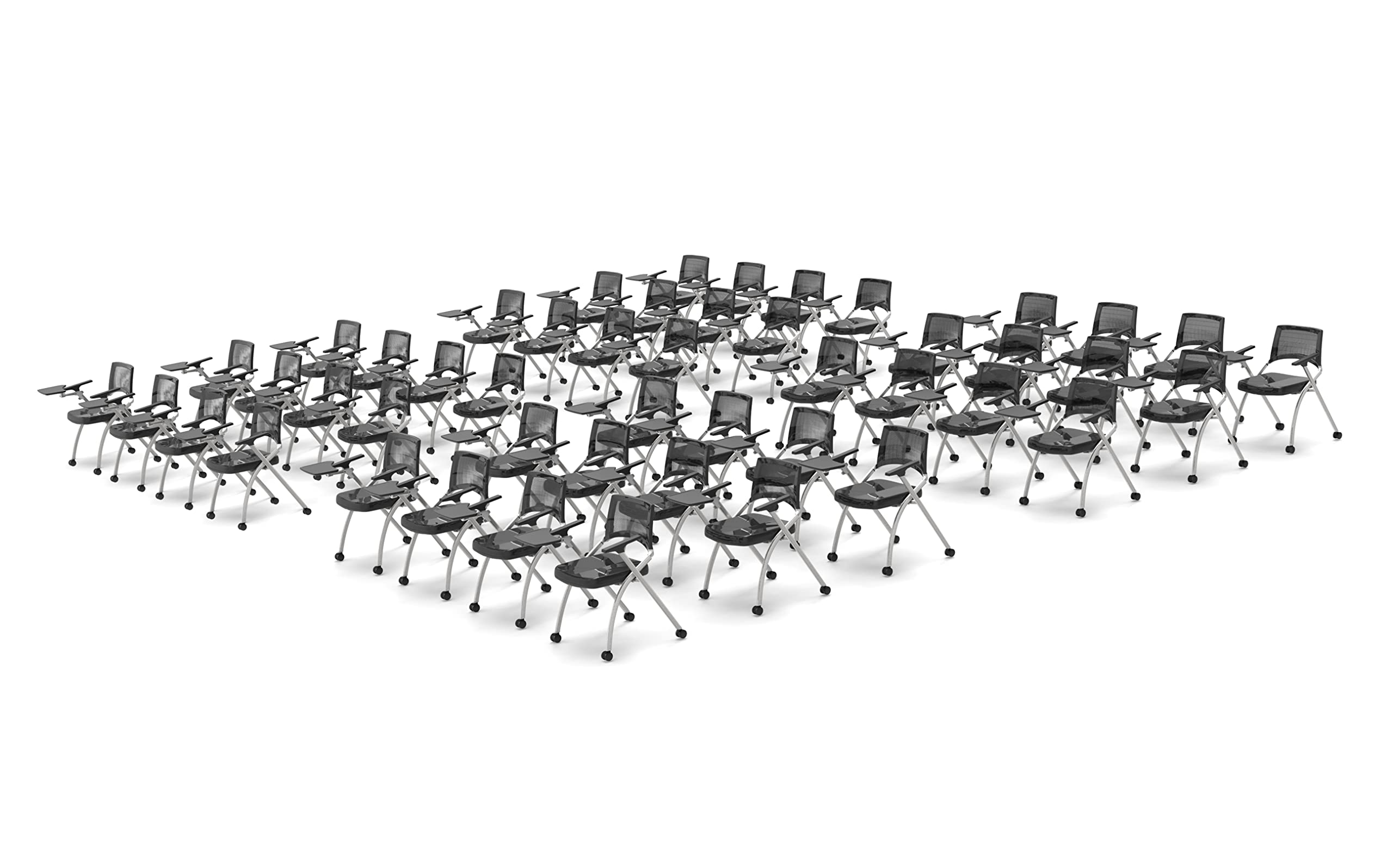 48 Person Flip Table Student Chair Training Meeting Seminar Classroom Model 2064 48pc Complete Group Color Black Flip Table Student Chair. Fold + Nest for Compact Storage.