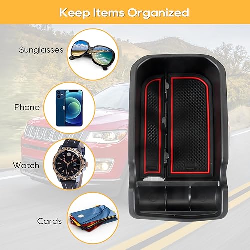 Miniatura 4 de LFOTPP Organizador de consola central de brújula para accesorios de brújula J*eep 2017-2020 no para 2021-2023 Bandeja de almacenamiento para