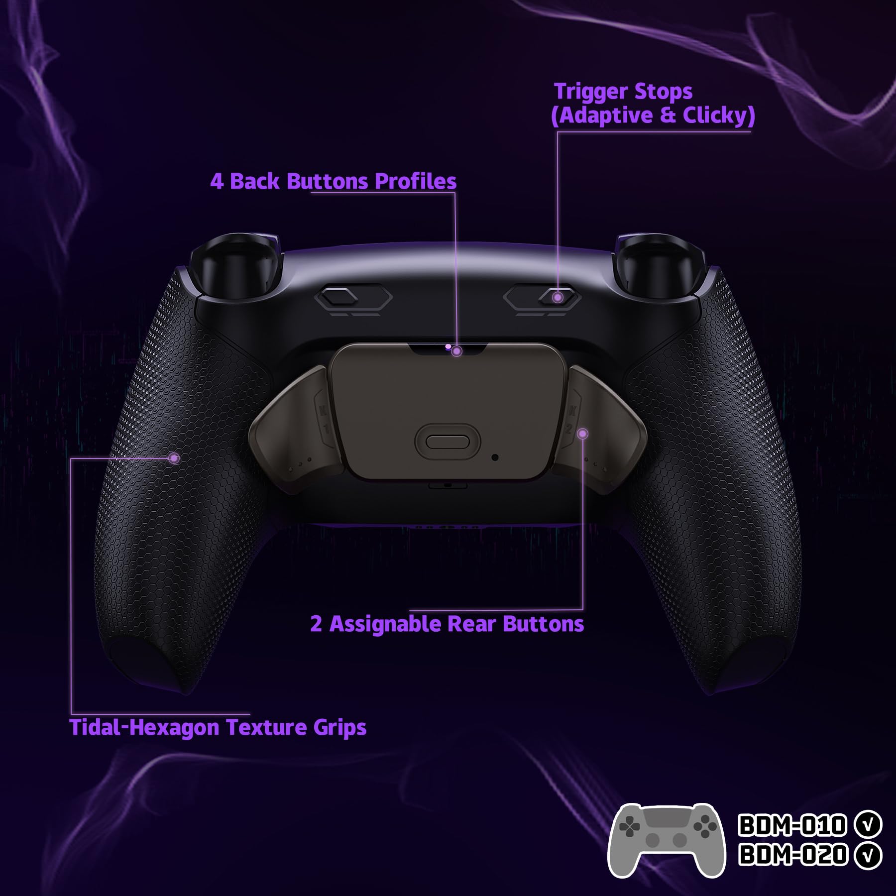 eXtremeRate Rise Plus Max RMB Tasti Aggiuntivi per ps5 Controller BDM-010/020,Palette Posteriori Metallo Clicky Trigger Stop Back Button Remap Kit per ps5 Joystick-Senza Controller-Nero