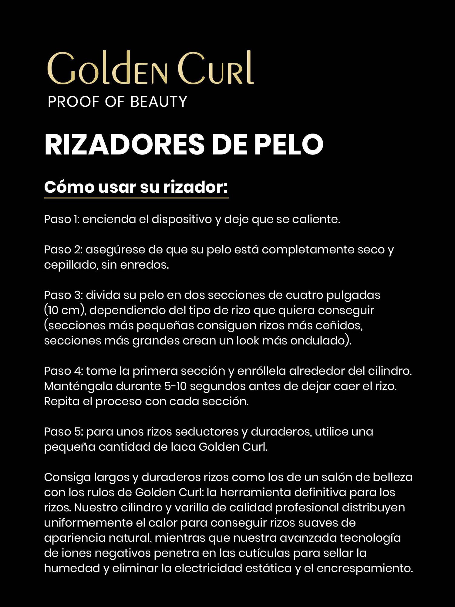 Golden Curl Rizador de Pelo Profesional 18mm-25mm Moldeador Ondulador de Cabello para Ondas y Rizos